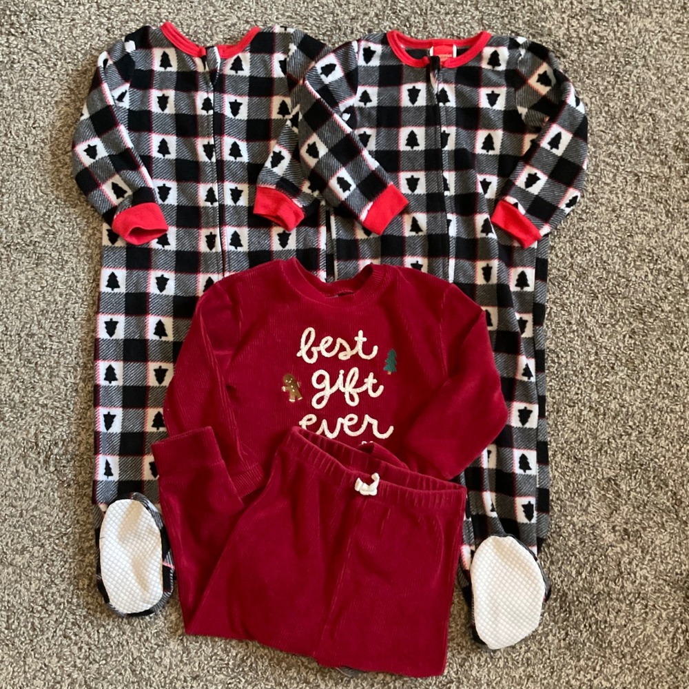 Toddler Holiday Pajamas 24M Lot Carter's Best Gift Ever Footie Sleepers Set of 4